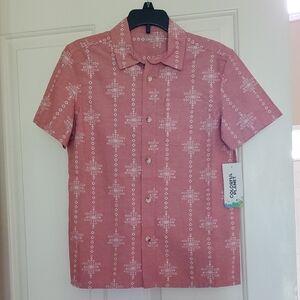 Boys Colorful Planet 100% Cotton Button Down Shirt Native Design Size M XL NWT